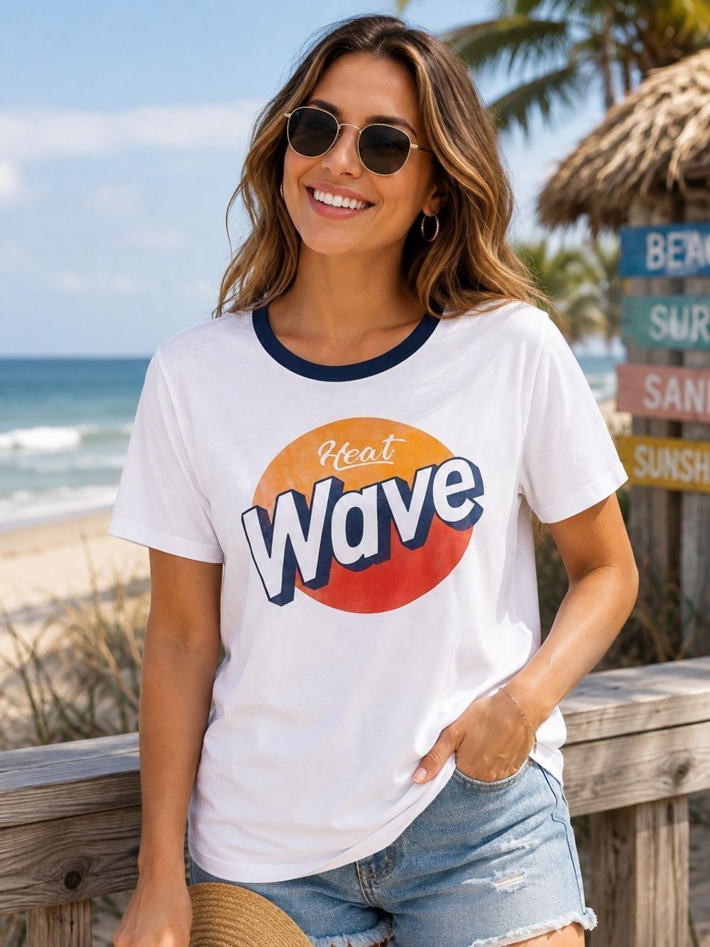 Old Navy XXL Heat Wave Graphic Ringer Tee 100% Cotton